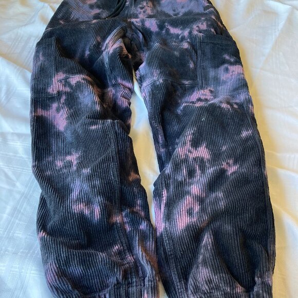 Purple Black Tie-Dye Corduroy Jogger Pants XS 100% Cotton (Teddy Fresh) - Picture 12 of 12